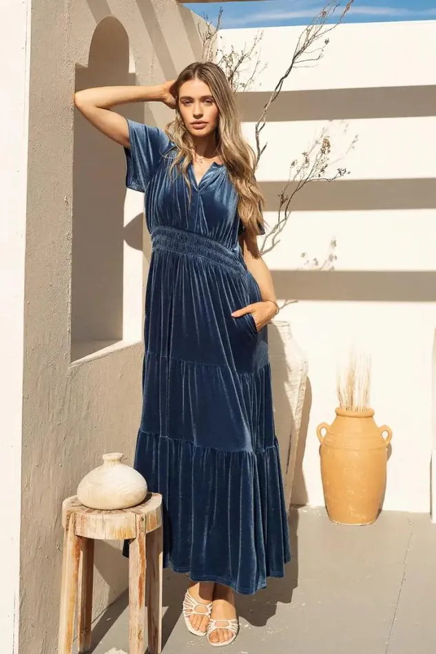 Bohme Dresses Marlowe Velvet Dress In Blue 8211 FINAL SALE Blue 8211 Women