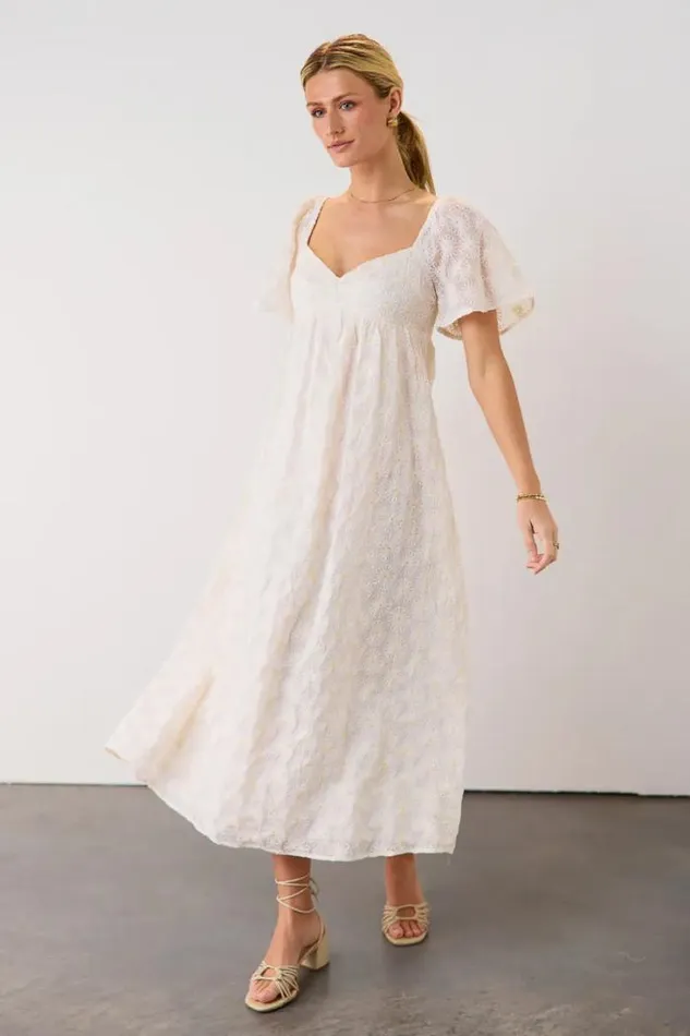 Bohme Dresses Natalia Floral Embroidered Dress Cream 8211 Women