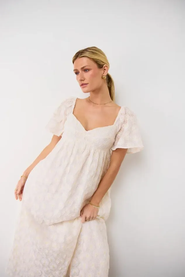 Bohme Dresses Natalia Floral Embroidered Dress Cream 8211 Women