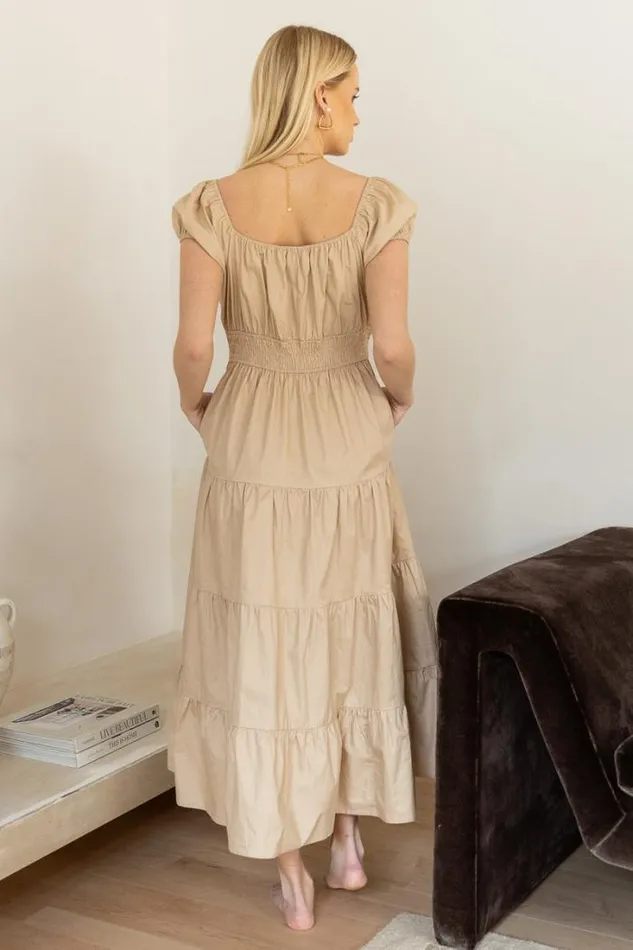 Bohme Dresses Oaklynn Tiered Midi Dress Natural 8211 Women