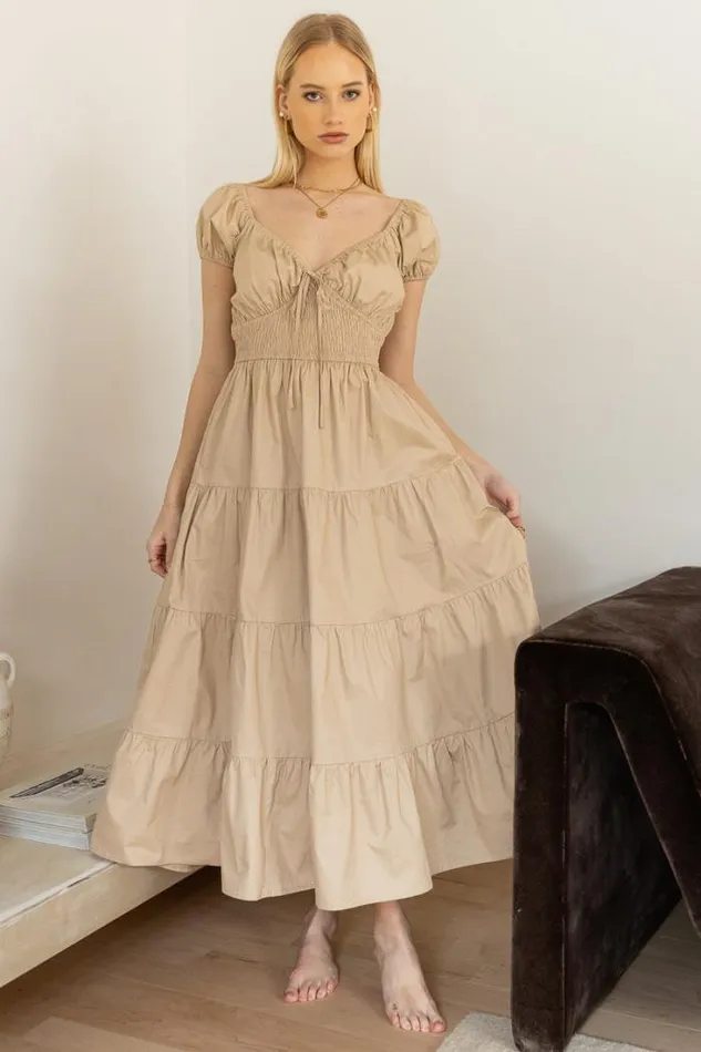 Bohme Dresses Oaklynn Tiered Midi Dress Natural 8211 Women