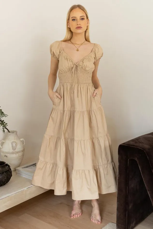 Bohme Dresses Oaklynn Tiered Midi Dress Natural 8211 Women