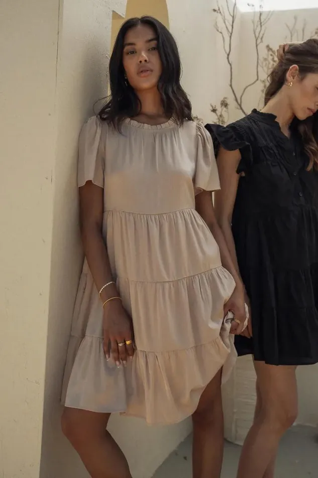 Bohme Dresses Porsha Tiered Dress 8211 FINAL SALE Taupe 8211 Women