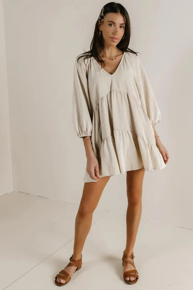 Bohme Dresses Tiered VNeck Dress In Beige Beige 8211 Women