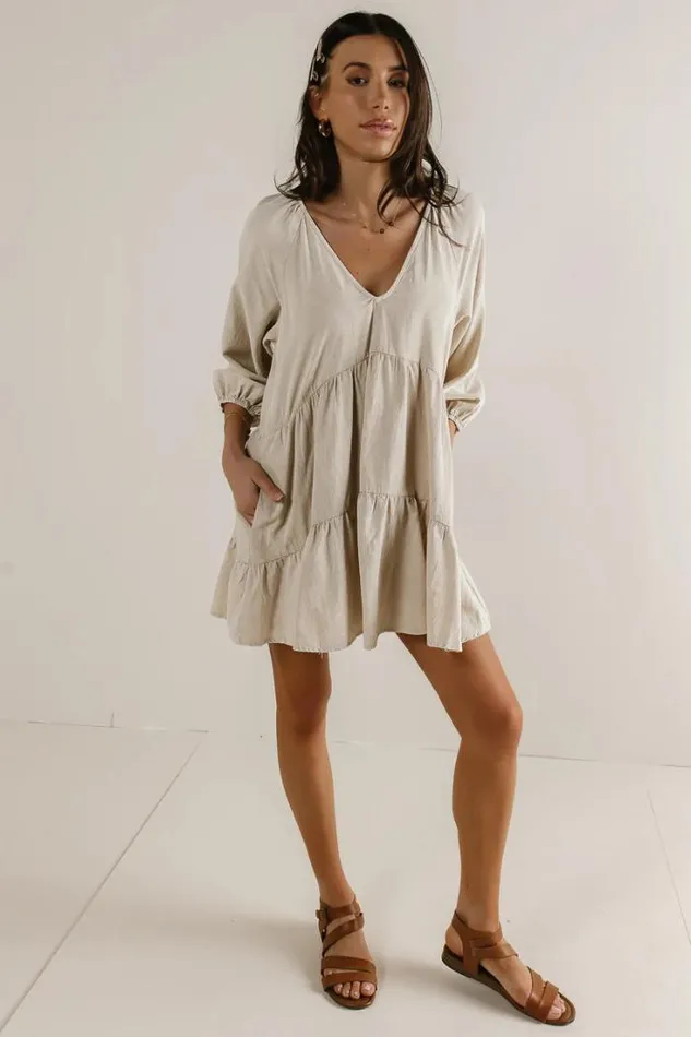 Bohme Dresses Tiered VNeck Dress In Beige Beige 8211 Women