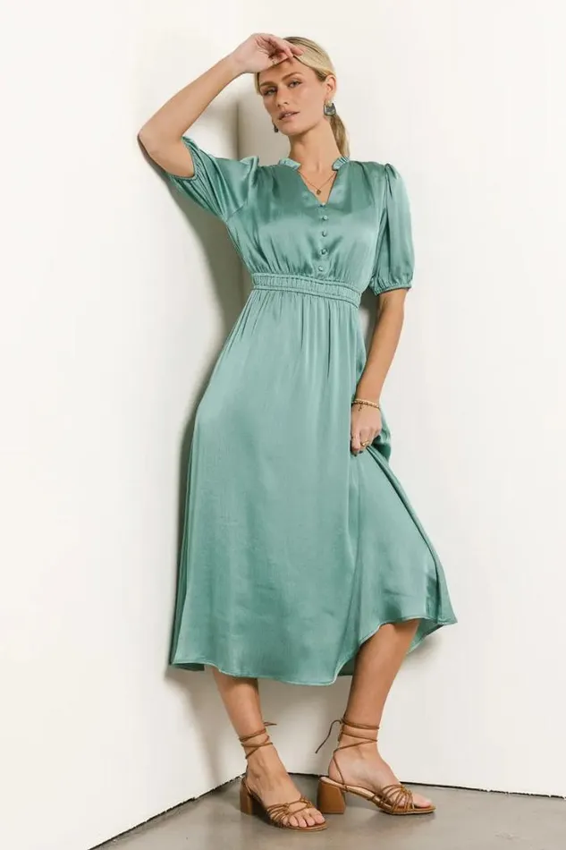Bohme Dresses VNeck Satin Midi Dress In Seafoam Seafoam 8211 Women