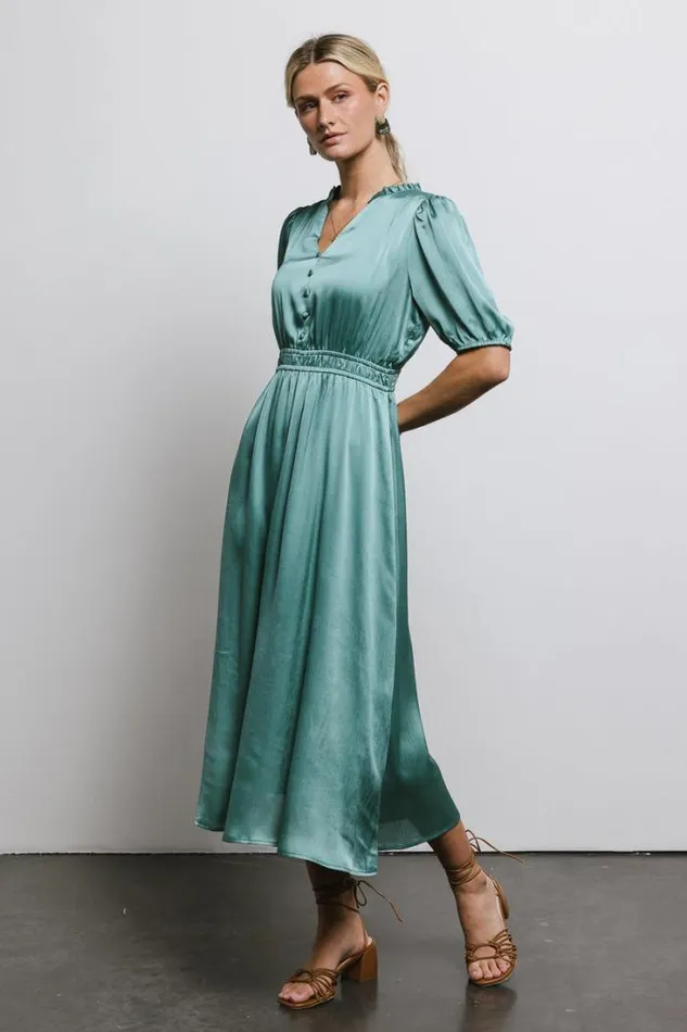 Bohme Dresses VNeck Satin Midi Dress In Seafoam Seafoam 8211 Women