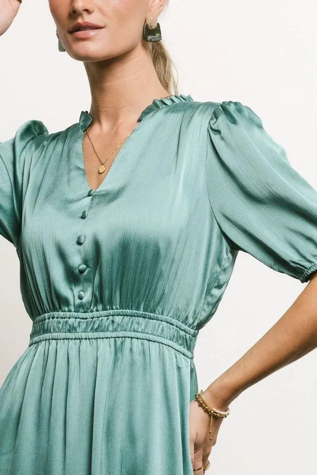 Bohme Dresses VNeck Satin Midi Dress In Seafoam Seafoam 8211 Women