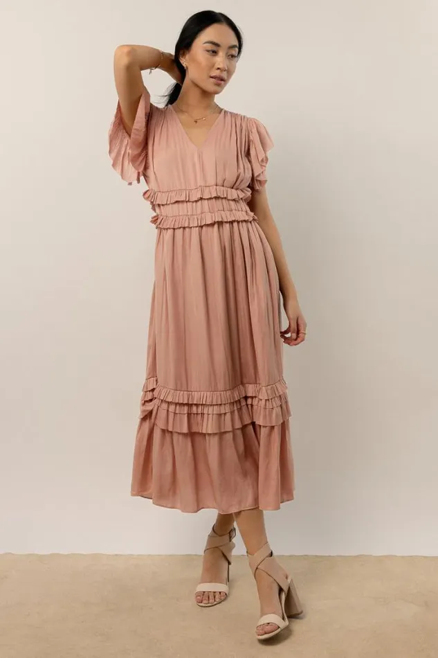 Bohme Dresses Willa Ruffle Dress In Blush Blush 8211 Women Bohme Dresses Willa Ruffle Dress In Blush Blush 8211 Women