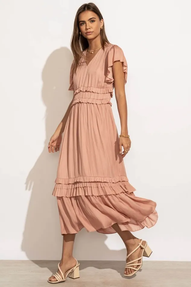 Bohme Dresses Willa Ruffle Dress In Blush Blush 8211 Women Bohme Dresses Willa Ruffle Dress In Blush Blush 8211 Women