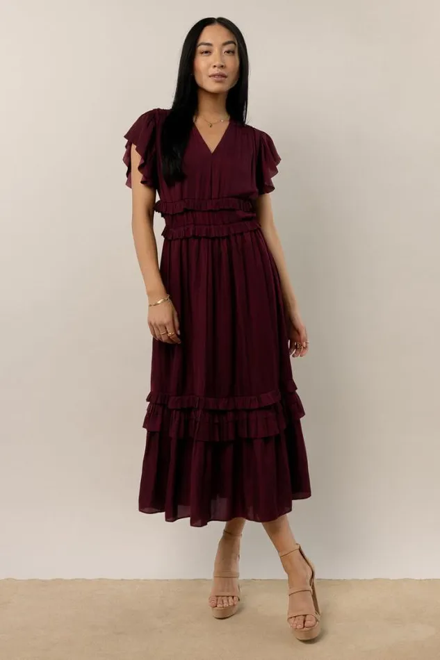 Bohme Dresses Willa Ruffle Dress In Burgundy Burgundy 8211 Women