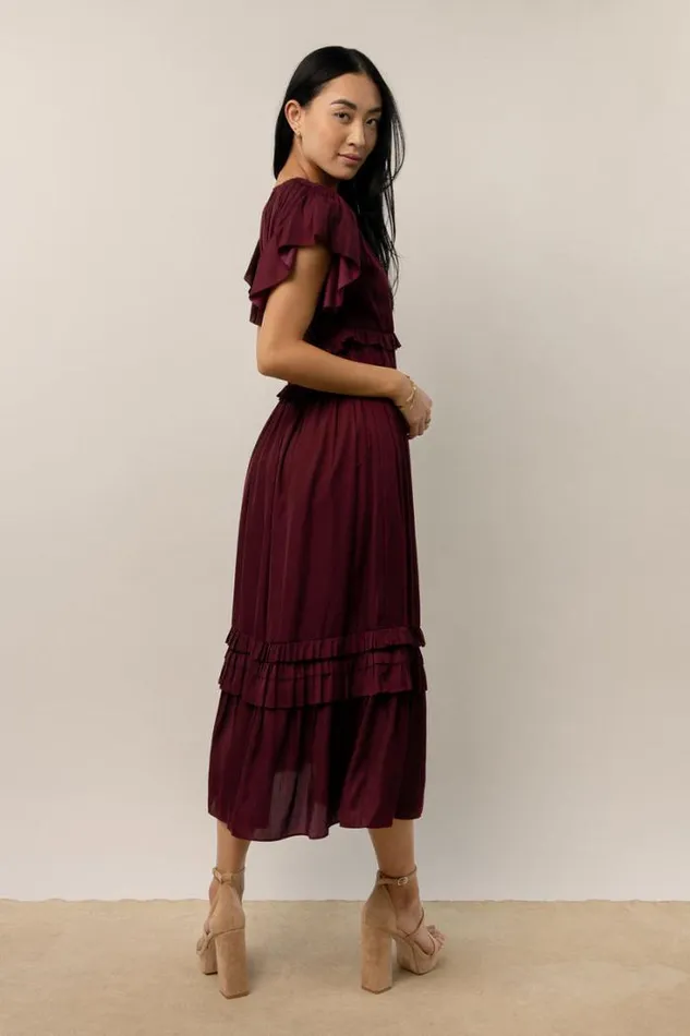 Bohme Dresses Willa Ruffle Dress In Burgundy Burgundy 8211 Women