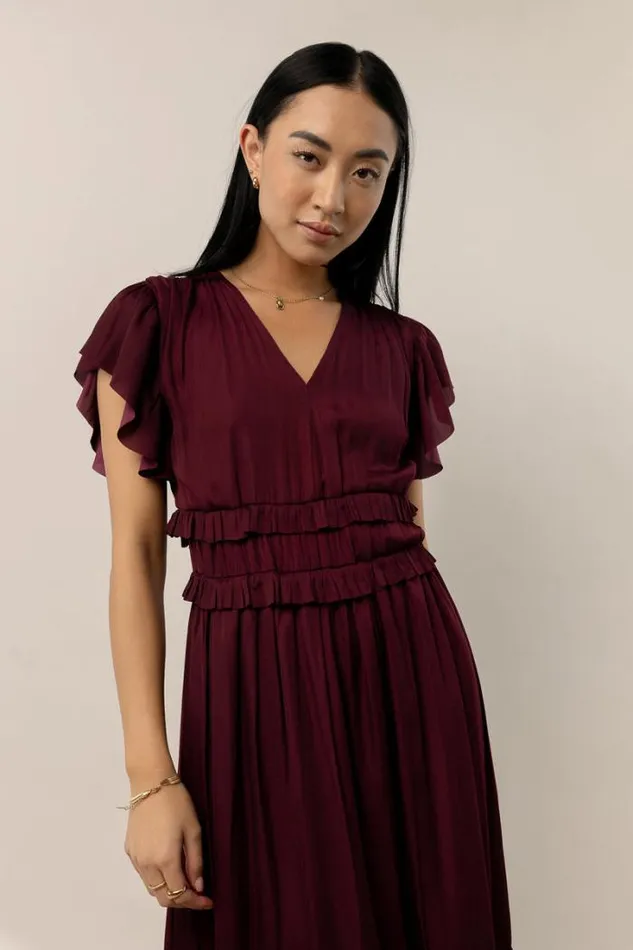 Bohme Dresses Willa Ruffle Dress In Burgundy Burgundy 8211 Women