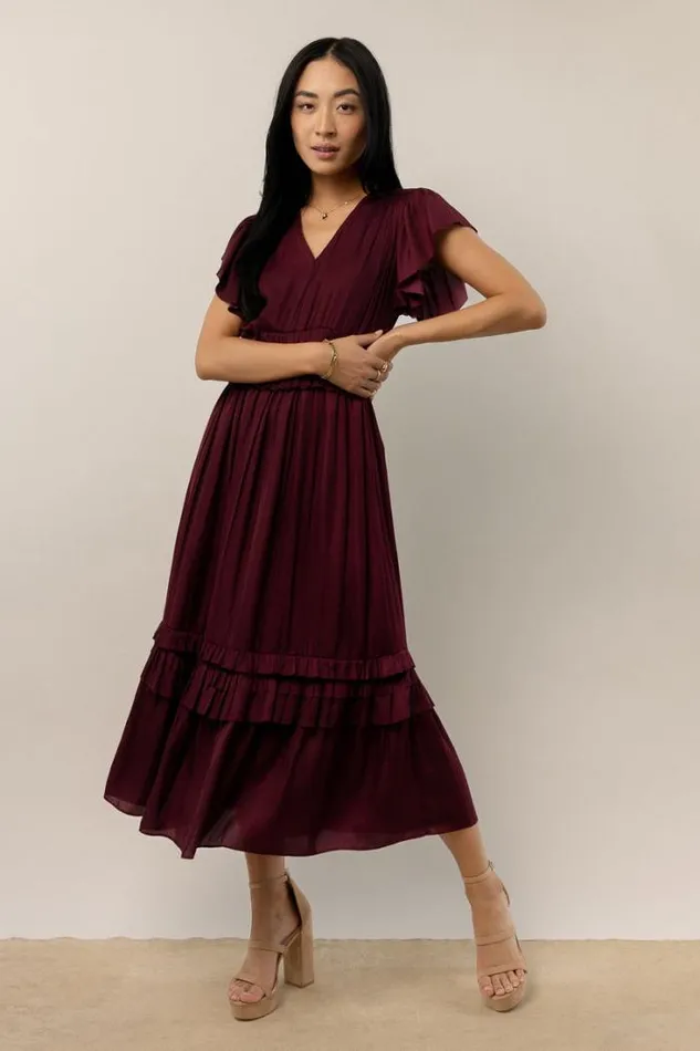 Bohme Dresses Willa Ruffle Dress In Burgundy Burgundy 8211 Women