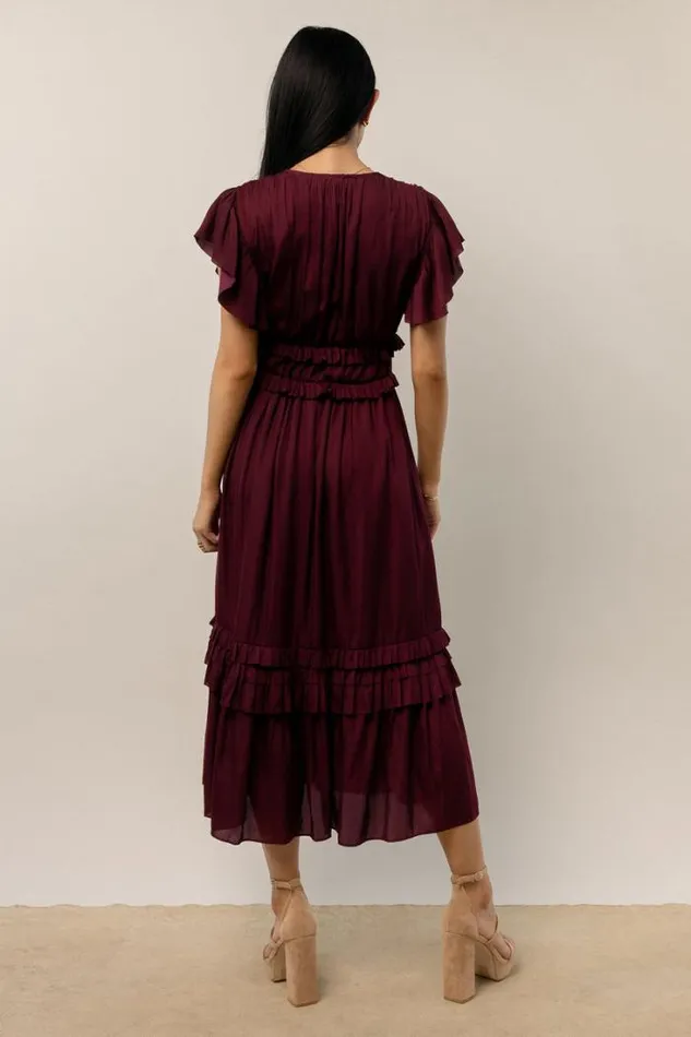 Bohme Dresses Willa Ruffle Dress In Burgundy Burgundy 8211 Women