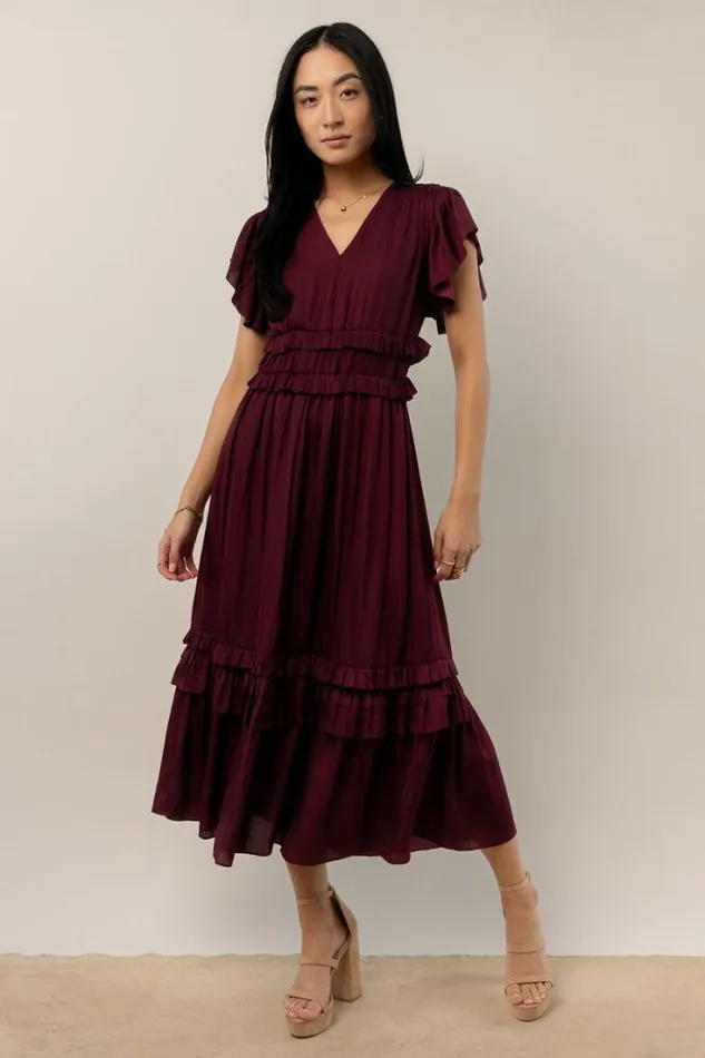 Bohme Dresses Willa Ruffle Dress In Burgundy Burgundy 8211 Women