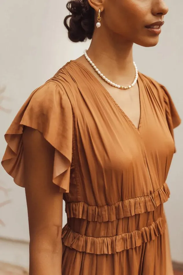 Bohme Dresses Willa Ruffle Dress In Camel Camel 8211 Women Bohme Dresses Willa Ruffle Dress In Camel Camel 8211 Women