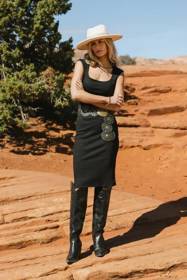 Bohme Dresses Zarela Ribbed Dress In Black Black 8211 Women