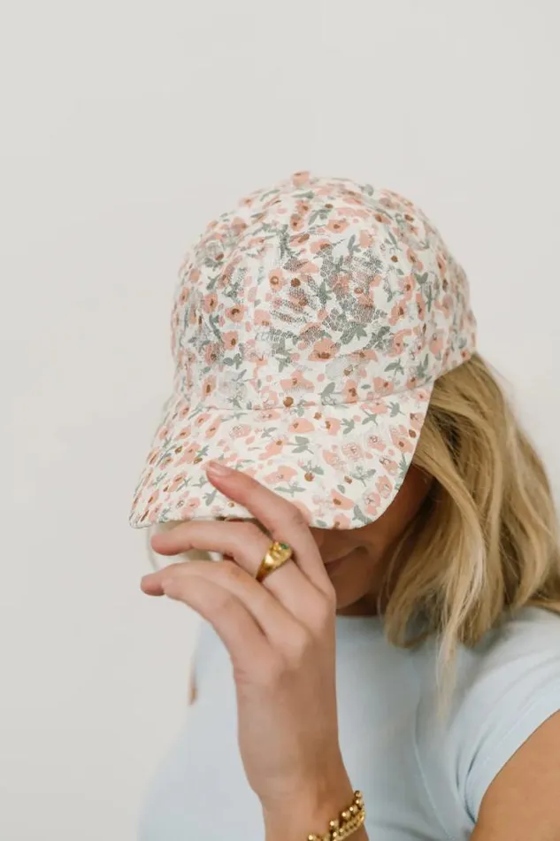 Bohme Hats and Caps Floral Baseball Cap In Peach Peach 8211 Women Bohme Hats and Caps Floral Baseball Cap In Peach Peach 8211 Women
