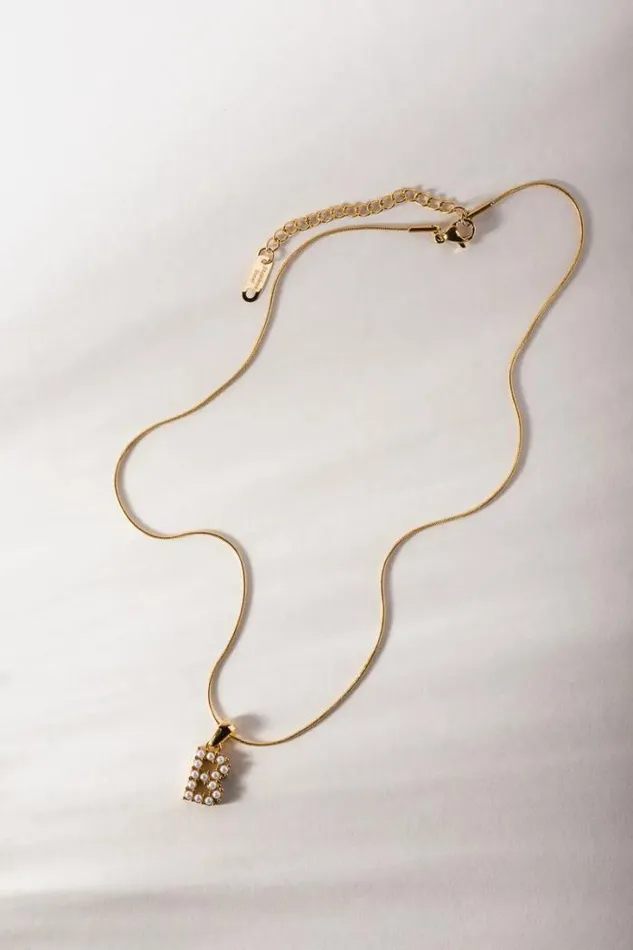 Bohme Jewelry Emily Pearl Initial Necklace 8211 Tarnish Free Gold 8211 Women Bohme Jewelry Emily Pearl Initial Necklace 8211 Tarnish Free Gold 8211 Women