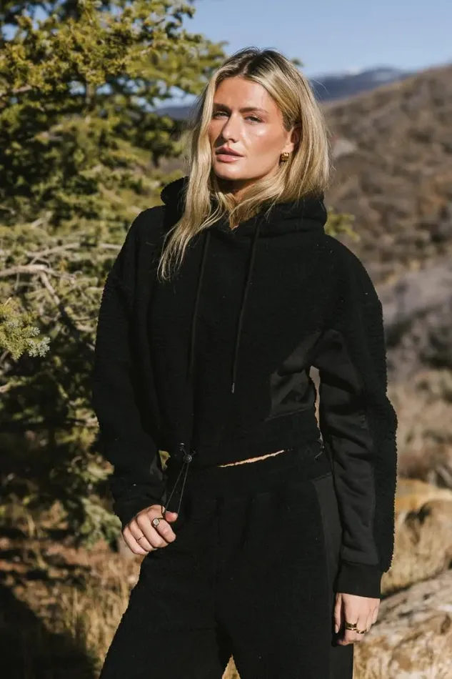 Bohme Loungewear Callie Sherpa Hoodie In Black Black 8211 Women