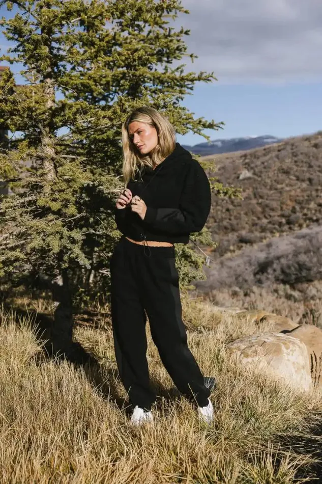 Bohme Loungewear Callie Sherpa Hoodie In Black Black 8211 Women