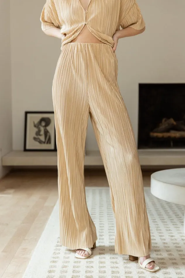 Bohme Loungewear Clara Ribbed Pants In Champagne Champagne 8211 Women