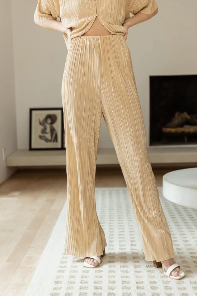 Bohme Loungewear Clara Ribbed Pants In Champagne Champagne 8211 Women