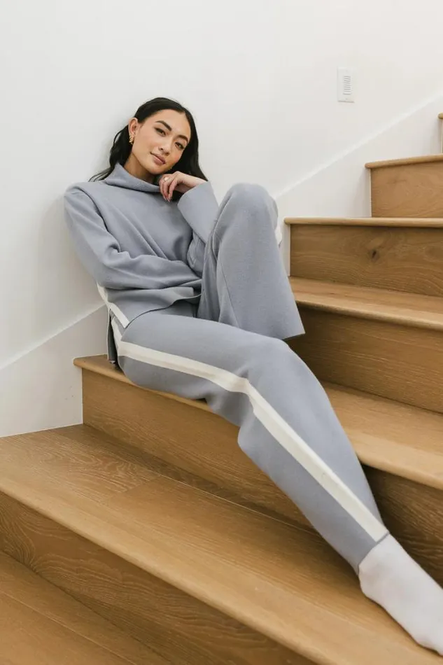 Bohme Loungewear Kiara Knit Pants In Blue Blue 8211 Women