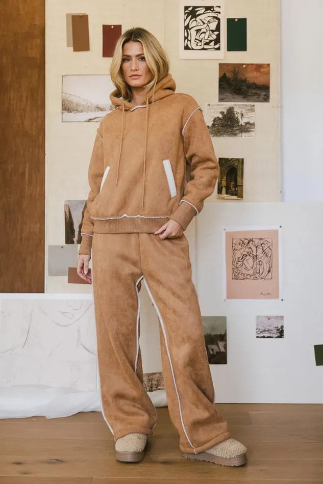 Bohme Loungewear Mattie Faux Shearling Pants In Camel Camel 8211 Women