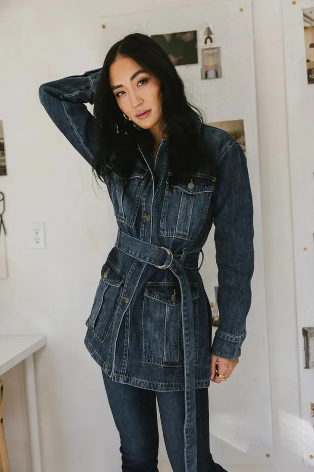 Bohme Outerwear Baker Cargo Denim Jacket Dark Wash 8211 Women Bohme Outerwear Baker Cargo Denim Jacket Dark Wash 8211 Women