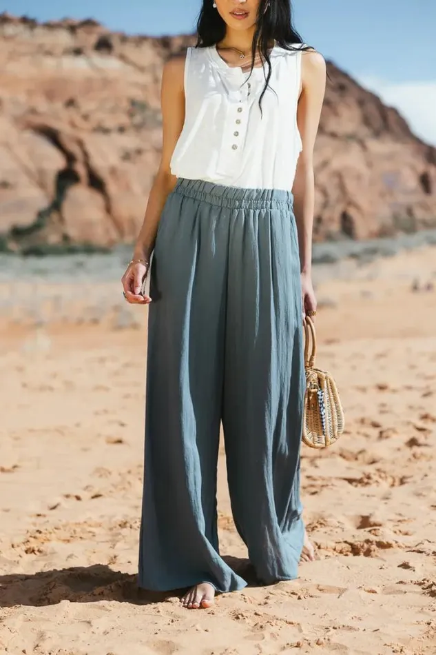 Bohme Pants Amaya Wide Leg Pants In Slate Slate 8211 Women