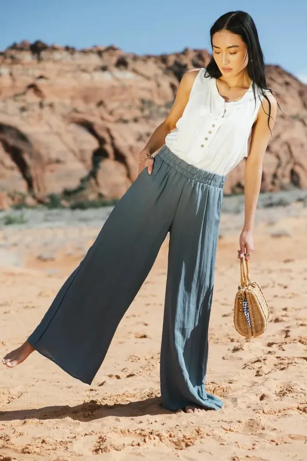 Bohme Pants Amaya Wide Leg Pants In Slate Slate 8211 Women