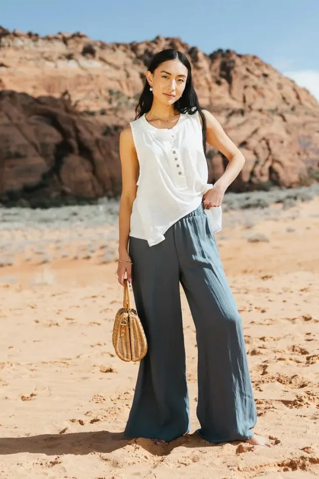 Bohme Pants Amaya Wide Leg Pants In Slate Slate 8211 Women