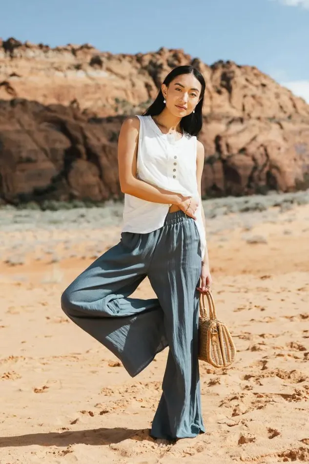 Bohme Pants Amaya Wide Leg Pants In Slate Slate 8211 Women