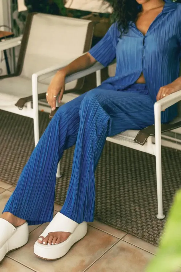 Bohme Sets Clara Ribbed Pants In Blue Blue 8211 Women Bohme Sets Clara Ribbed Pants In Blue Blue 8211 Women