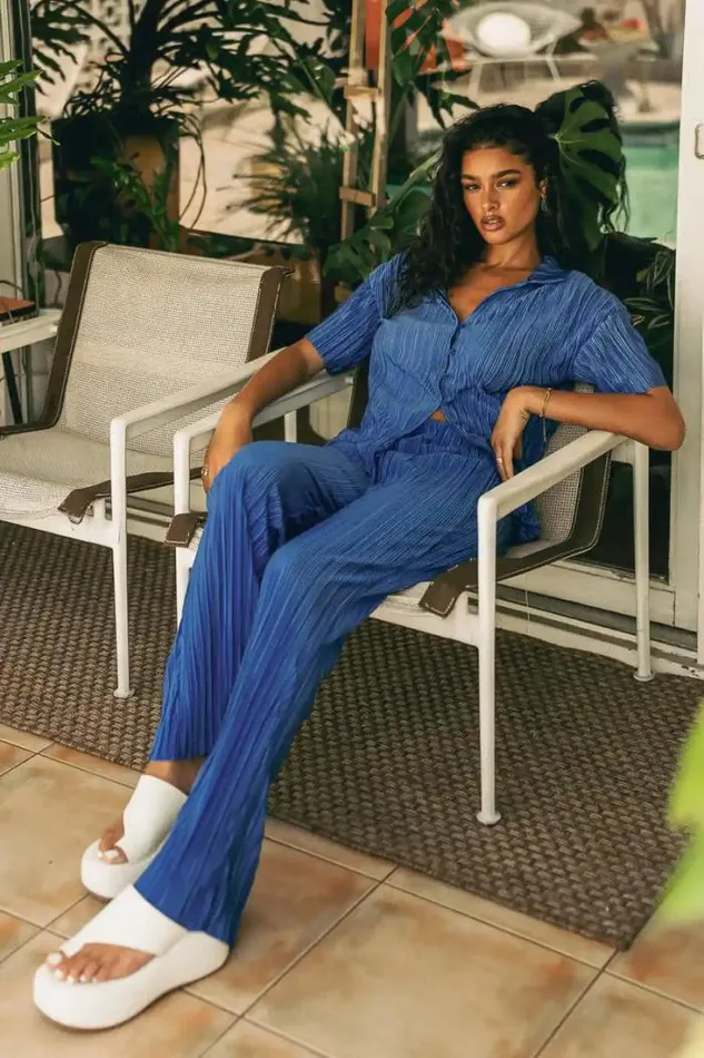 Bohme Sets Clara Ribbed Pants In Blue Blue 8211 Women Bohme Sets Clara Ribbed Pants In Blue Blue 8211 Women
