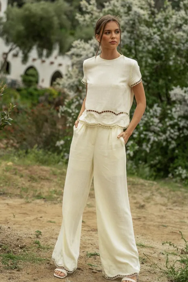 Bohme Sets Katniss Embroidered Pants In Cream Cream 8211 Women