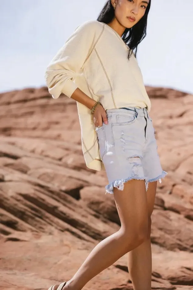 Bohme Shorts Loretta Mid Thigh Shorts Light Wash 8211 Women