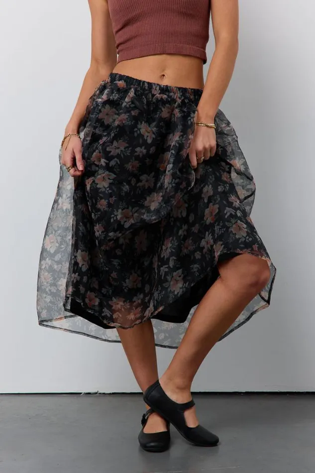 Bohme Skirts Floral Organza Skirt Black 8211 Women
