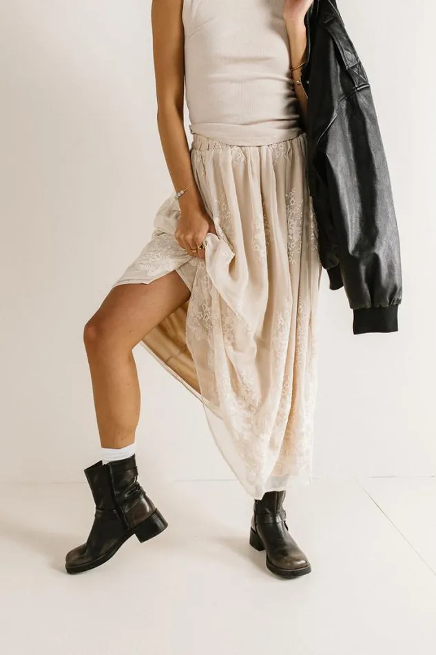 Bohme Skirts Grace Floral Tulle Skirt Champagne 8211 Women