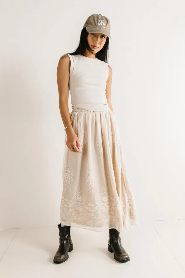 Bohme Skirts Grace Floral Tulle Skirt Champagne 8211 Women