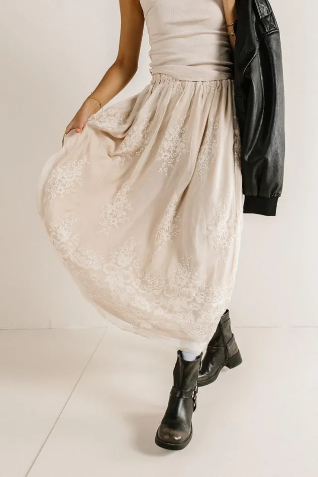 Bohme Skirts Grace Floral Tulle Skirt Champagne 8211 Women