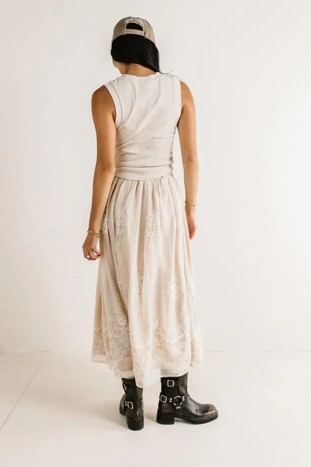 Bohme Skirts Grace Floral Tulle Skirt Champagne 8211 Women