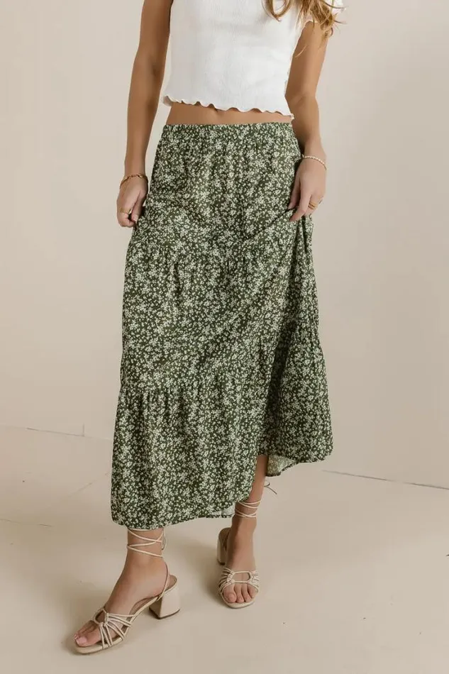 Bohme Skirts Krystal Ditsy Floral Skirt Olive 8211 Women