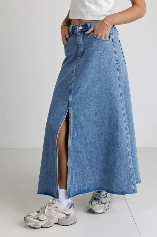 Bohme Skirts Mei Denim Skirt Medium Wash 8211 Women Bohme Skirts Mei Denim Skirt Medium Wash 8211 Women