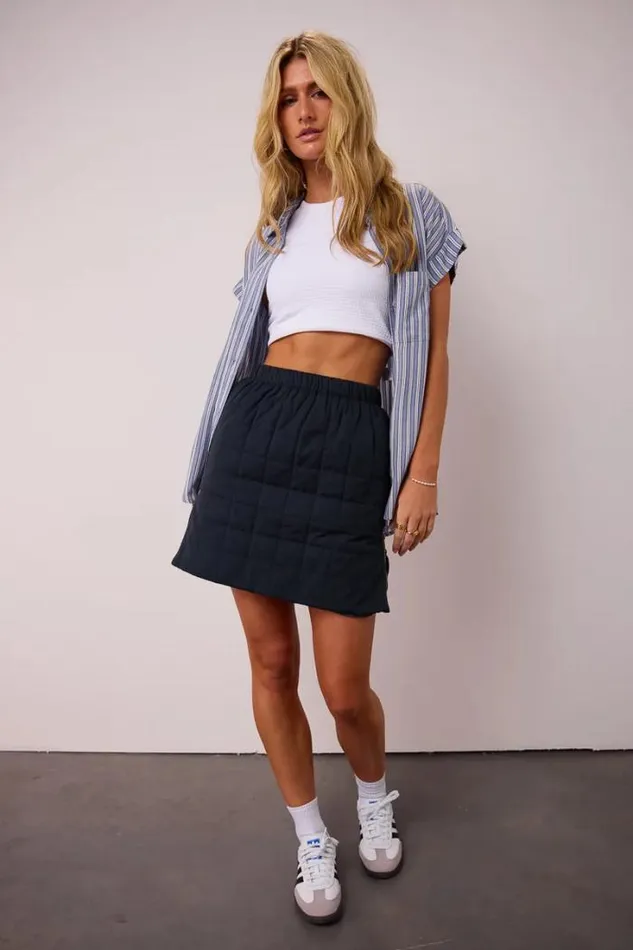 Bohme Skirts Sarah Quilted Mini Skirt In Navy Navy 8211 Women