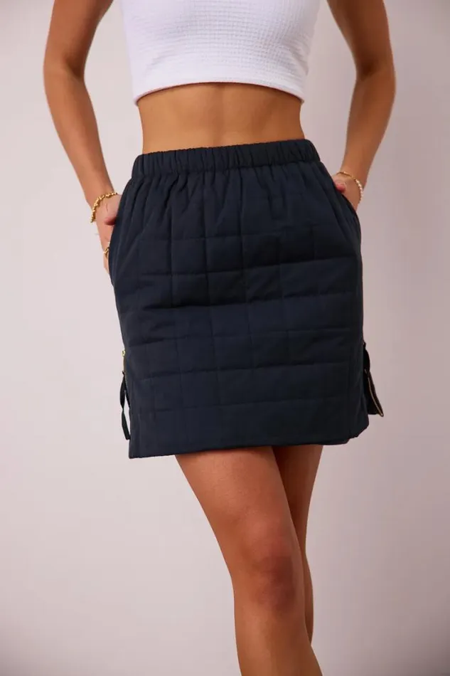 Bohme Skirts Sarah Quilted Mini Skirt In Navy Navy 8211 Women