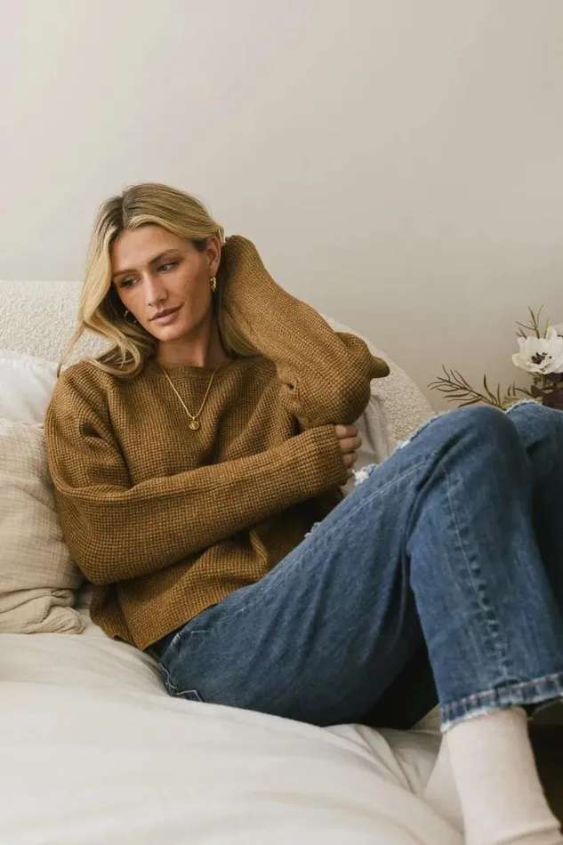 Bohme Sweaters Gemma Waffle Knit Sweater In Brown Brown 8211 Women