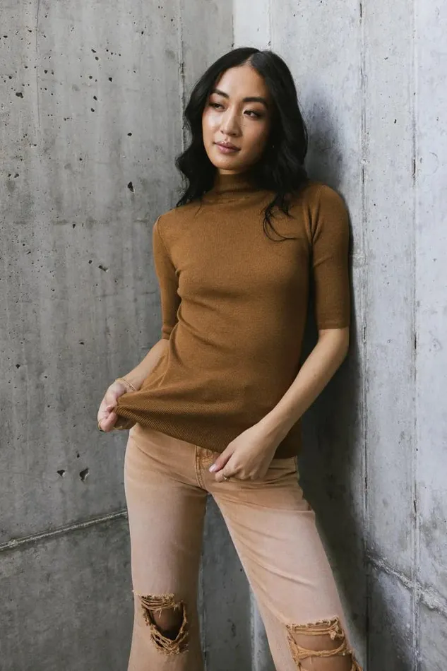 Bohme Sweaters Mock Neck Sweater Top In Brown 8211 FINAL SALE Brown 8211 Women